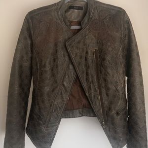 Leather jacket with detailed embroidery